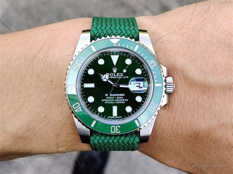 rolex submariner green strap|rolex submariner with rubber strap.